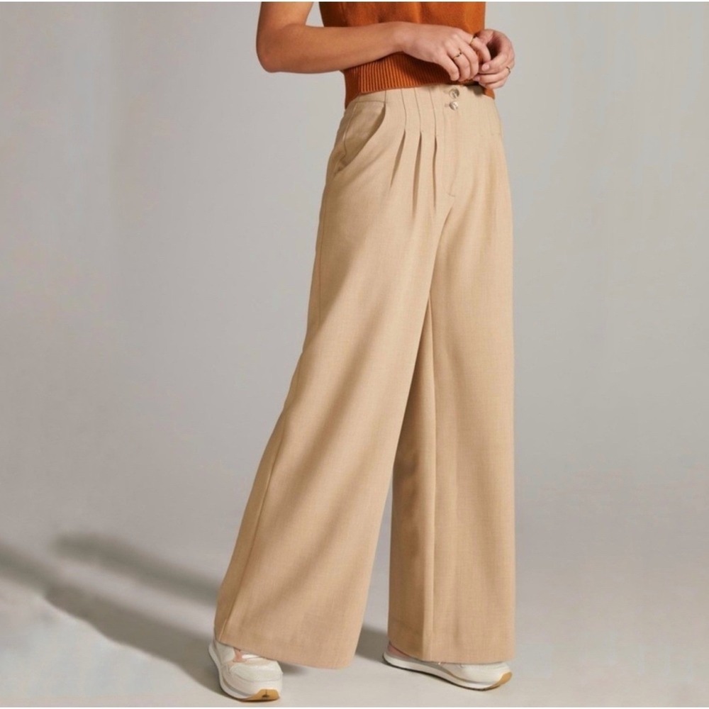 Maeve by Anthropologie High Waist Wide Leg Pleated Dress Pants Size 4